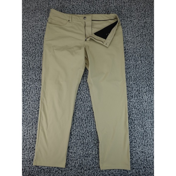 Lululemon Commission Pant Slim Mens 36 Tan Excellent Technical Trousers